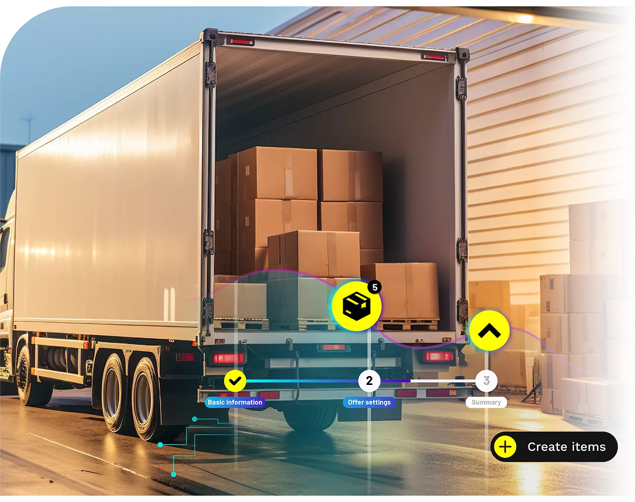 A truck loaded with boxes.