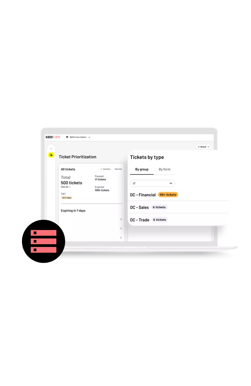 A graphic of a screen showing a ticketing system.