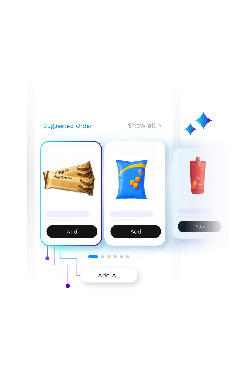 A graphic of a screen showing products on an e-commerce platform.