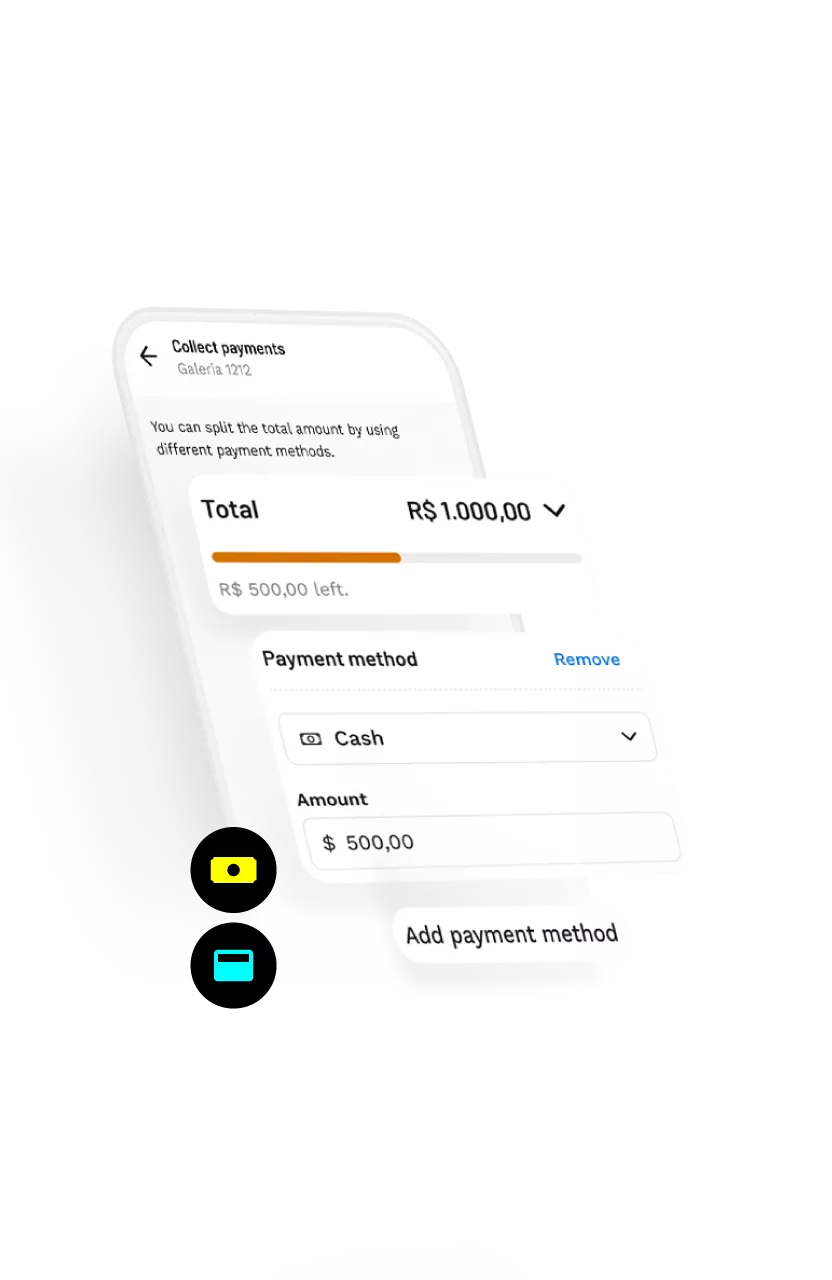 A graphic of a mobile screen showing a collect payments page.