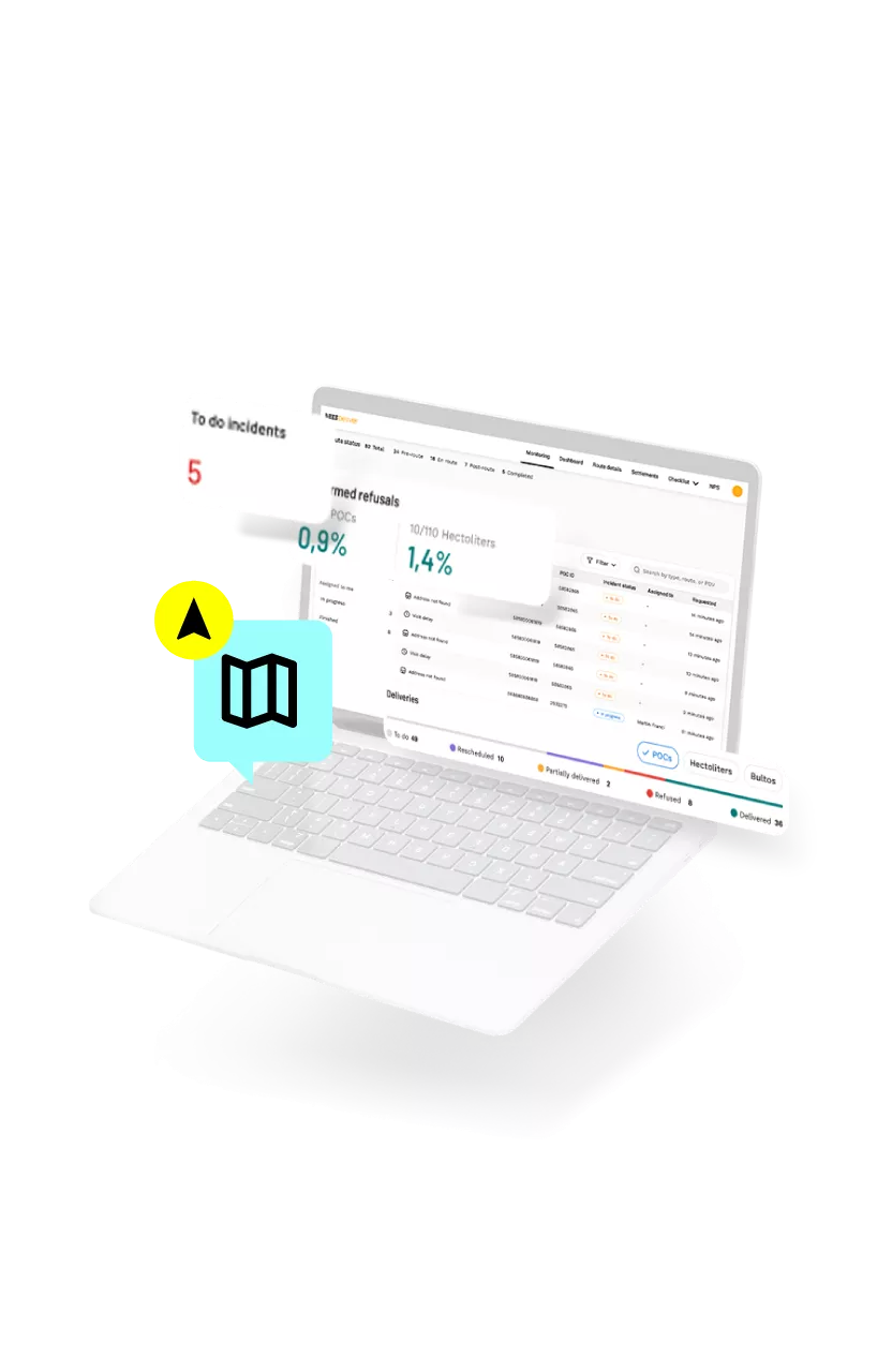 A graphic of a laptop showing statistics.