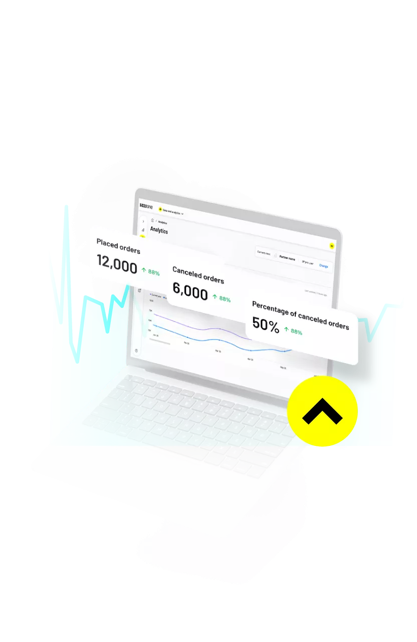 A graphic of a computer screen showing customer and order data.