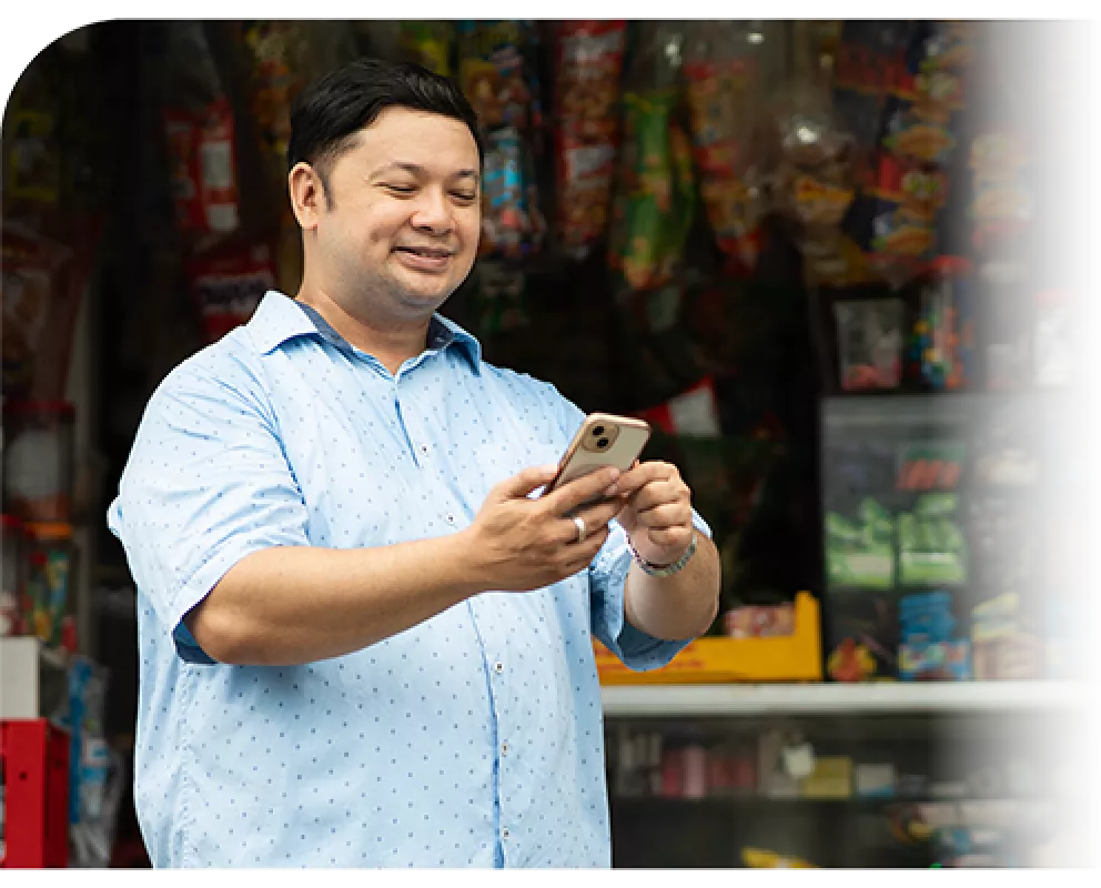 A man using a smartphone.