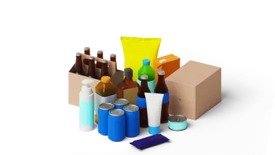 A graphic of bottles and boxes.