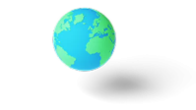 cartoon image of the earth on a white background with a shadow below it