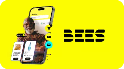 Mobile phone with popout artistic image showing a customer